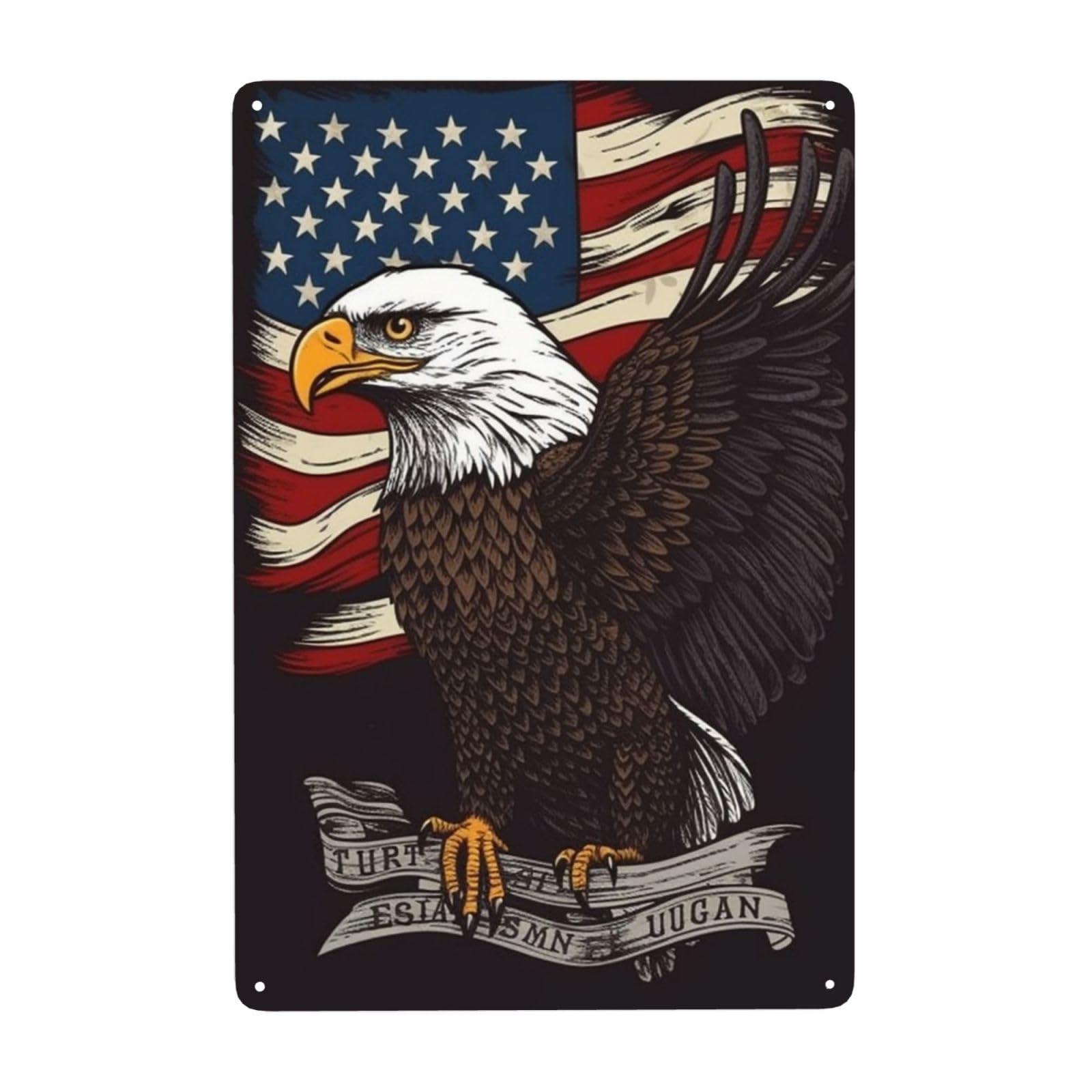 Vintage Metal Tin Signs Retro Garage Signs Stylish Wall Art Plaques for Home Decor Unique Poster 8x12 Inch USA Patriotic Eagle with American Flag Metal Sign Outdoor Wall Decorations Gifts