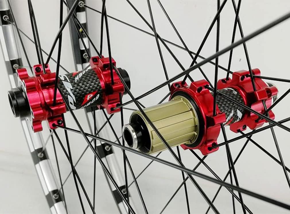 Mountainbike-Laufradsatz 26" 27,5" 29" Barrel Axle Modell Fahrradfelgen Vorder- und Hinterrad 24-Loch-Naben (Red-29)
