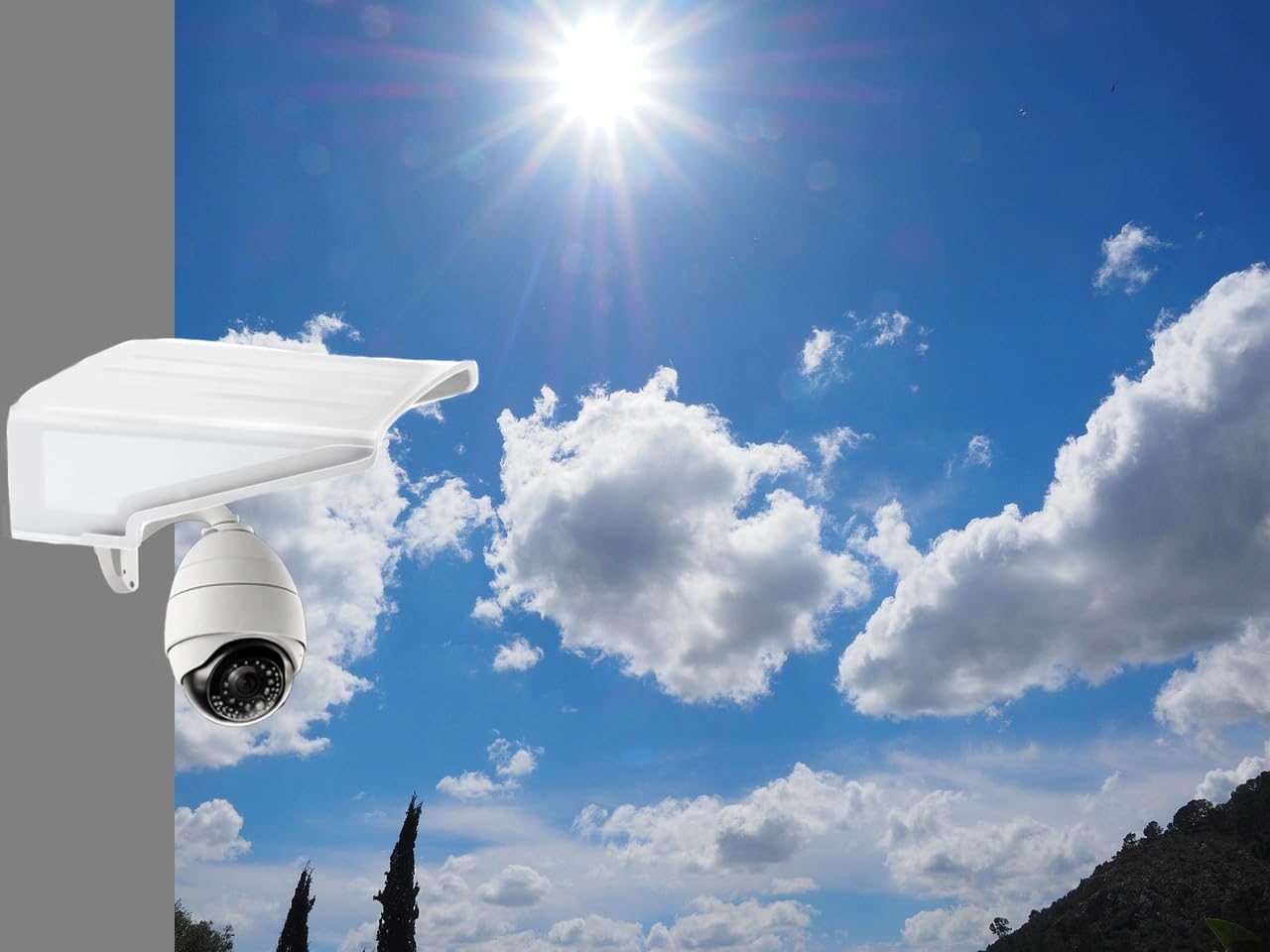 Generic E-Horde Universal Überwachungskamera Abdeckung Schild, CCTV Überwachungskamera Abdeckung Wetterfester Regen und Sonnenschutz für Dome/Bullet Outdoor Kamera