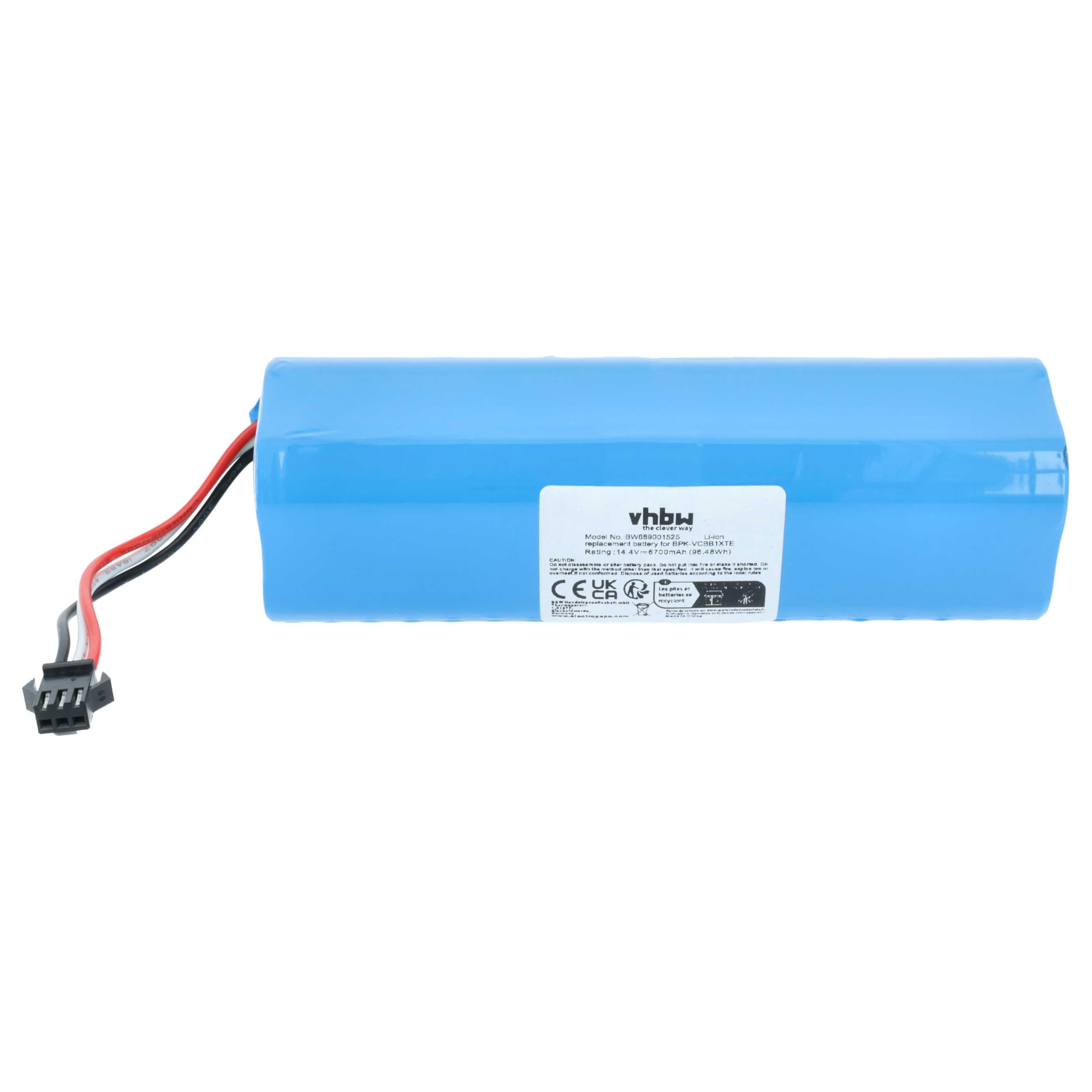 vhbw 1 x zamiennik baterii Xiaomi SUN-INTE-279, 4INR19/66-2, SUN-INTE-181 do domowego odkurzacza (6700 mAh, 14,4 V, litowo-jonowy)