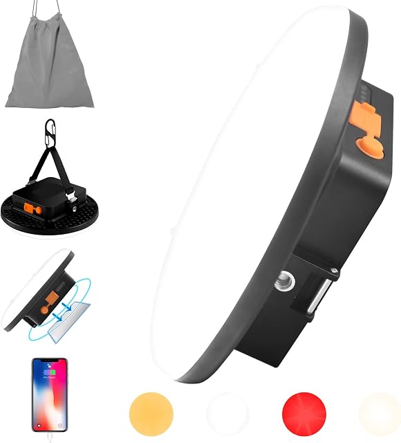 16500mAh LED Torch, 3000LM Flashlight, Infinitely Dimmable Lamp, 4 Light Modes Camping Light, Improved 4 x N42 Strong Magnets with 1/4 Expandable Connector Camping Lantern