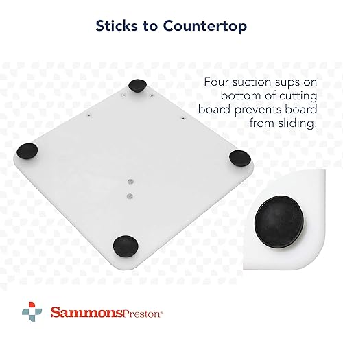 Miniatura 6 de Sammons Preston Tabla de pelar Hi-D, tabla de cortar con una sola mano con clavos de aluminio para pelar y cortar, patas de succión para pegar al