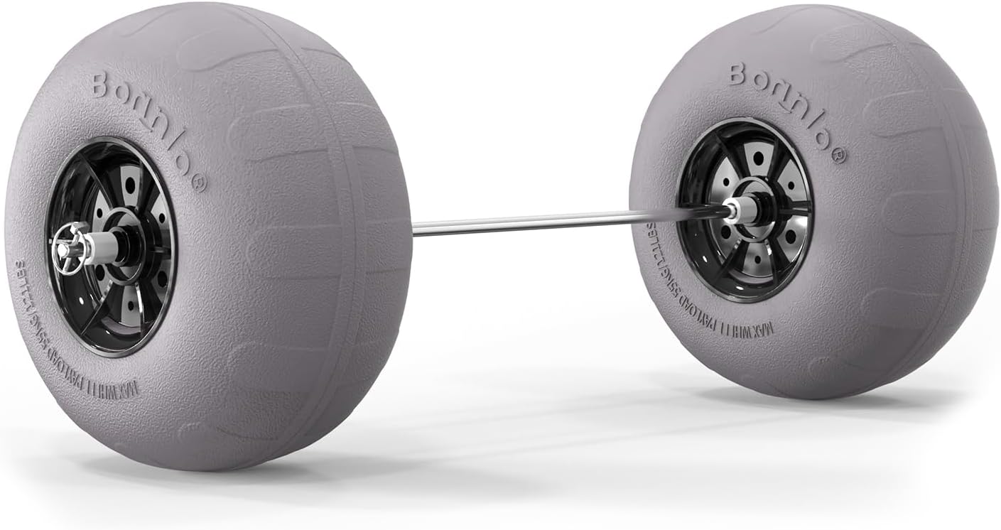 Bonnlo Replacement Balloon Wheels 12" Big Beach Sand Tires for Kayak Dolly Canoe Carts Buggy with Free Air Pump (2-Pack)