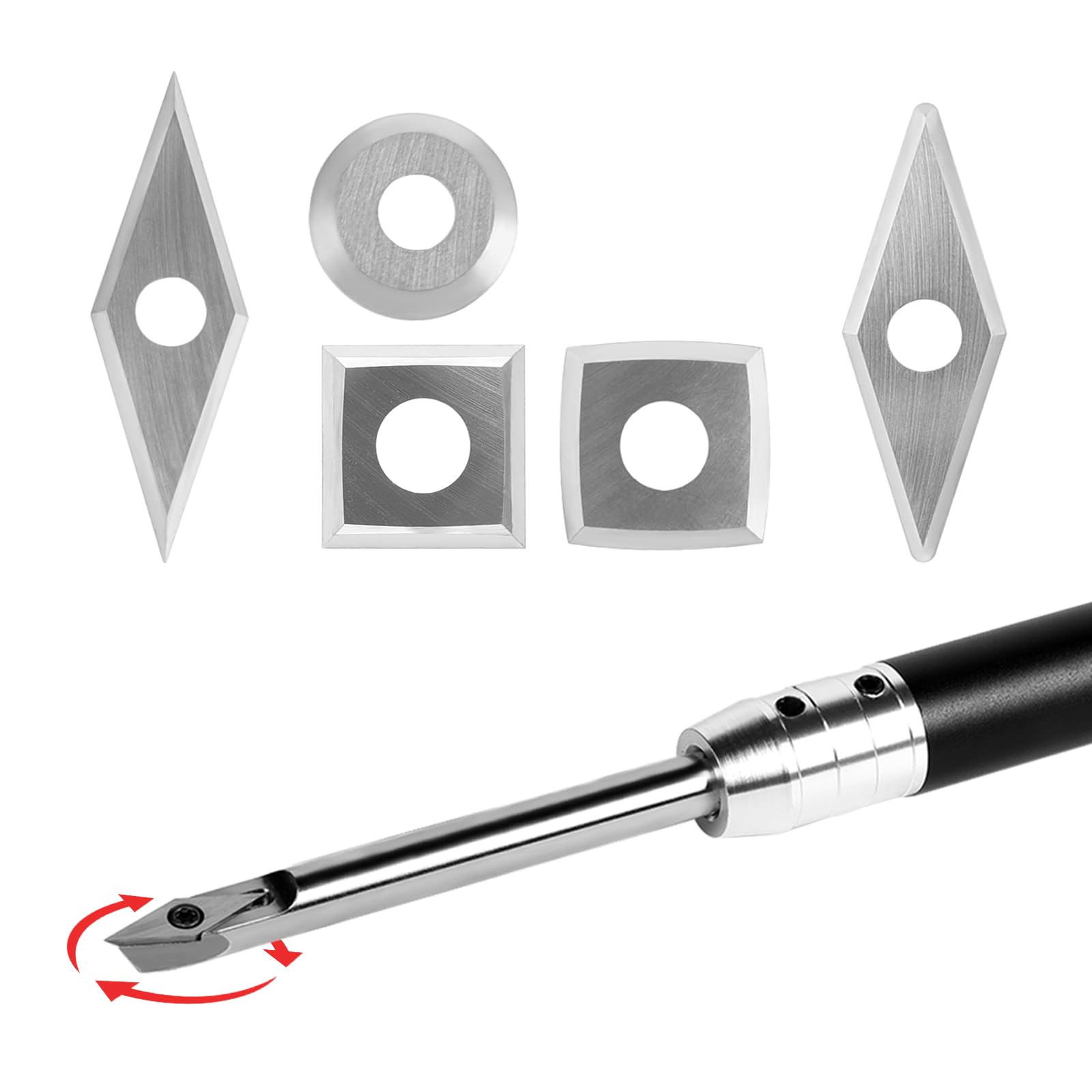 Lot de 12 inserts de fraisage en carbure de tungstène - Embouts de rechange en carbure de tungstène - Embouts de rechange en carbure de tungstène - Carré et rond