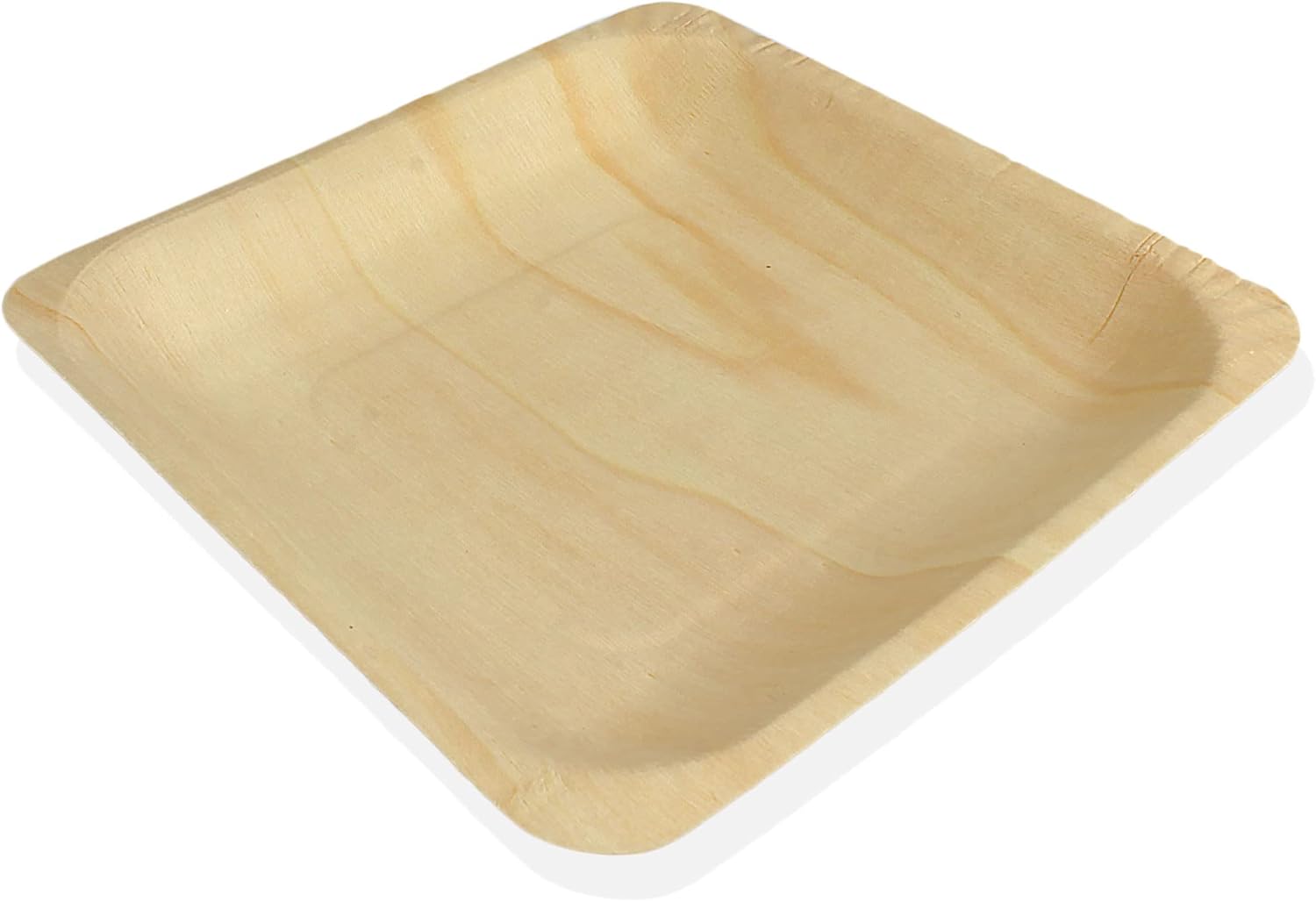 BambooMN - 5.5" x 5.5" x 0.78" Disposable Wood Square Plates/Dishes - 100 Pieces