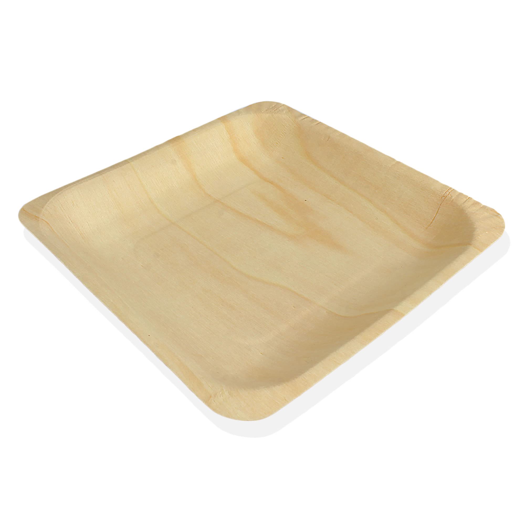 BambooMN Brand - 5.5 x 5.5 x 0.78 Disposable Wood Square Plates/Dishes, 100 Pieces by BambooMN