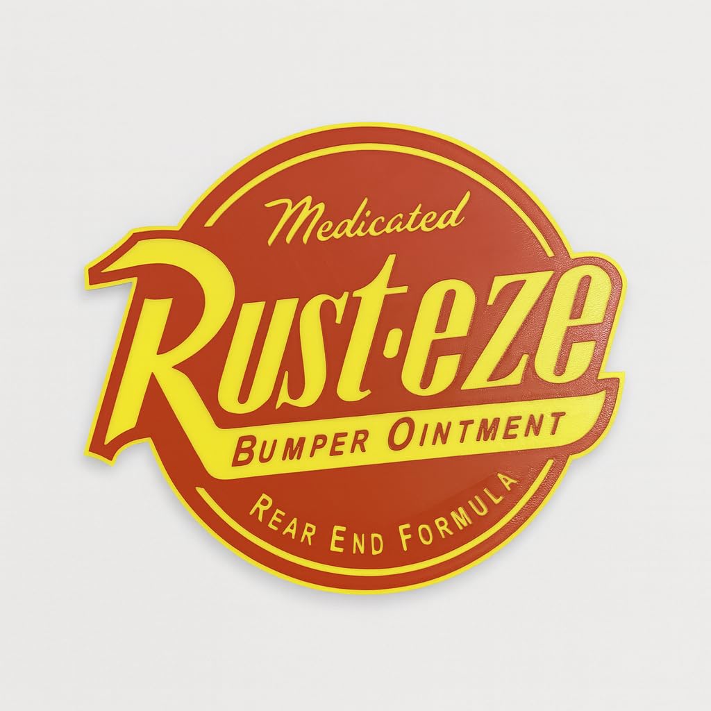 Rusteze Sign Disney Cars Radiator Springs Lightning McQueen Plastic Wall Plaque