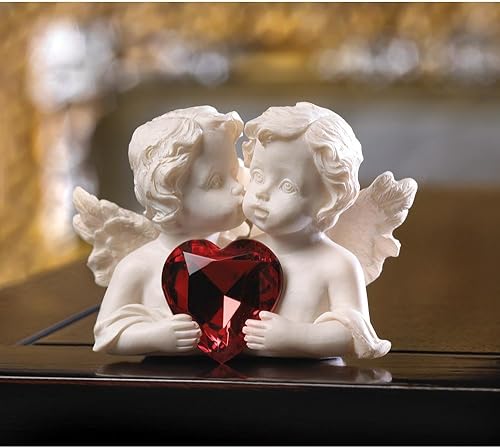 Miniatura 2 de Figura de corazón de cristal rojo de ángel querubín de dos enamorados