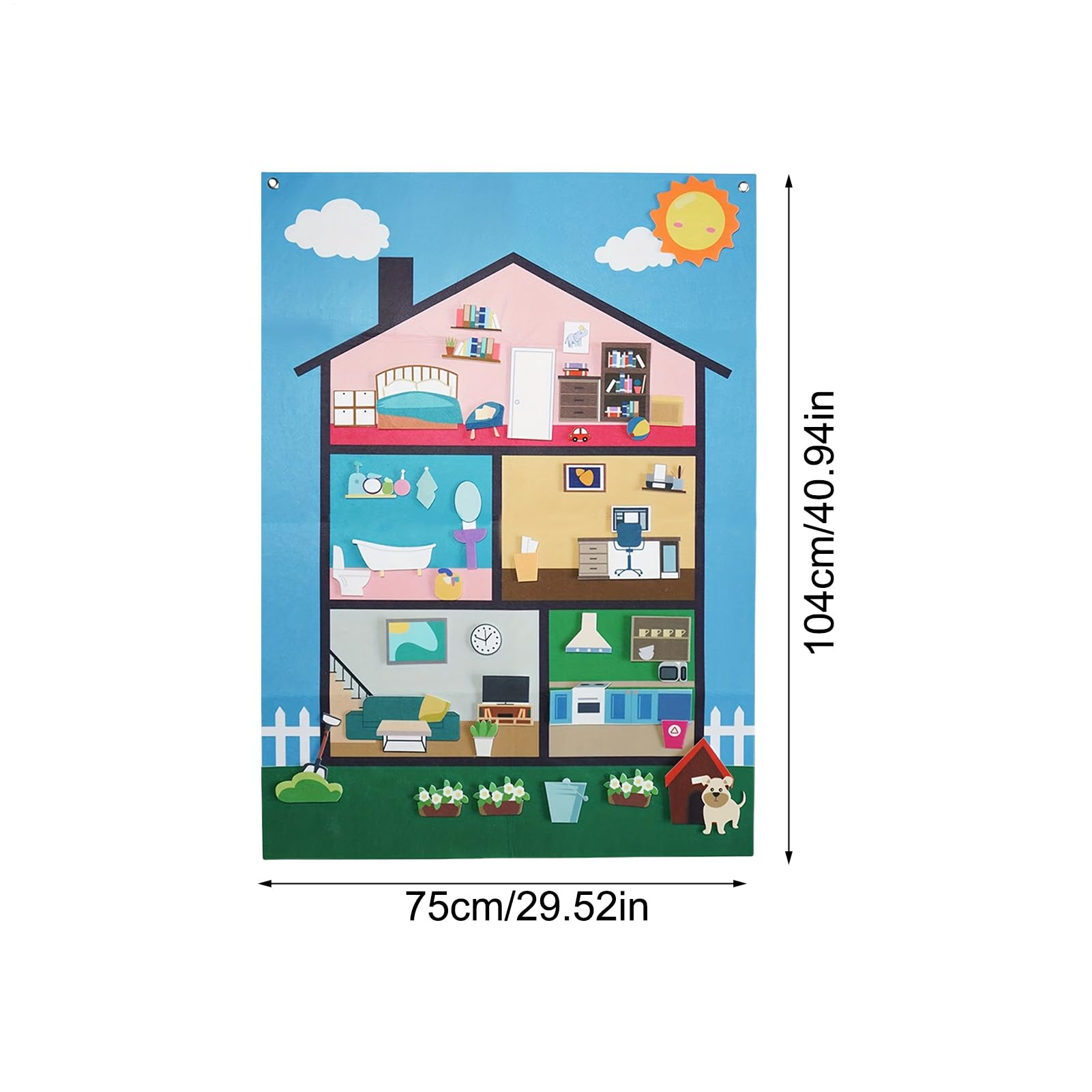 Erzähltafel-Set, Filz, 104 x 75 cm, interaktives Filzbrett-Set, sensorisches Lernen, Spielzeug für die Schule, Kinder im Vorschulalter, Kinder, Entwicklung