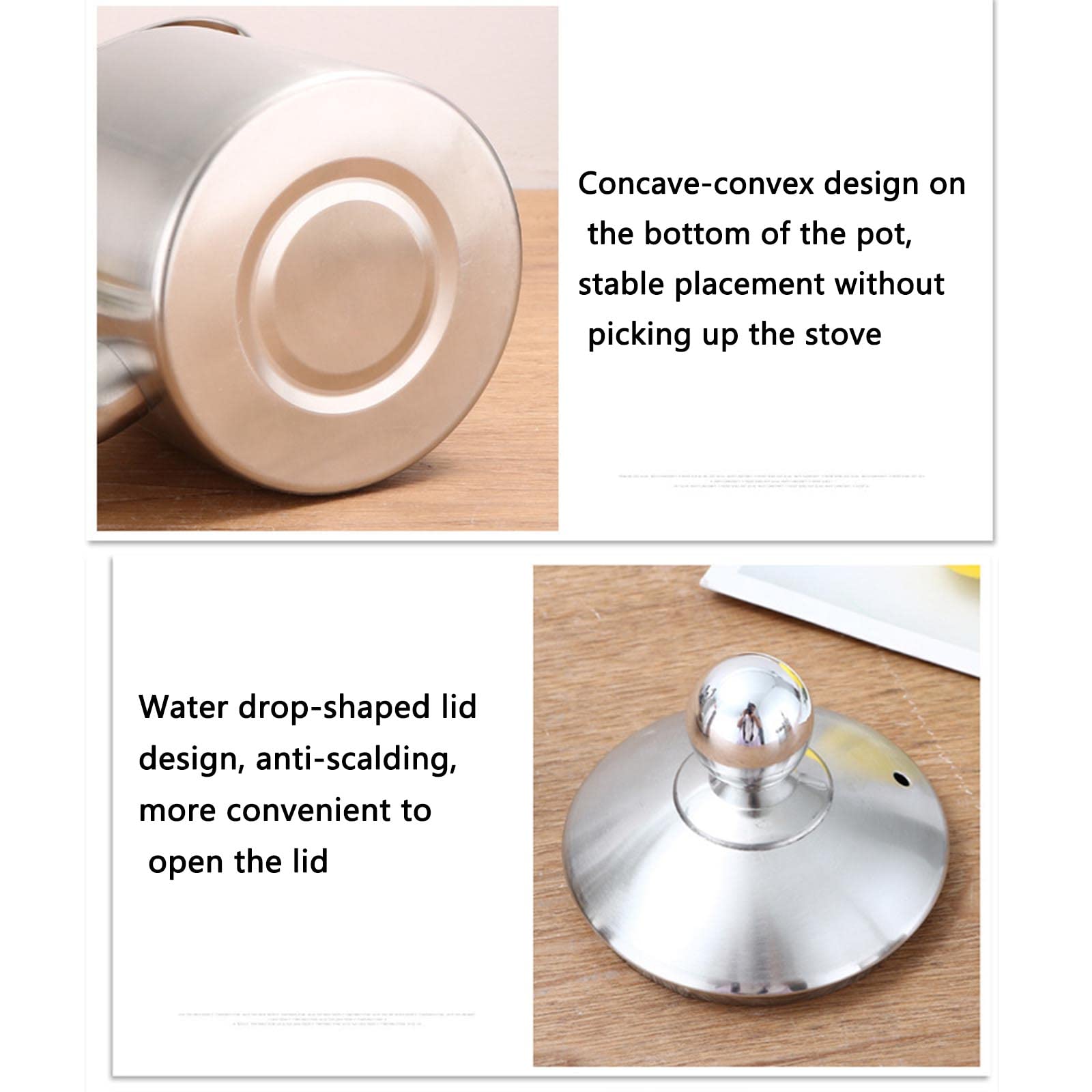 Kettle Hervidor Agua Tetera Calentador De Agua Pava Teteras para Fogón for Gas Hob Portatil Acero Inoxidable con Filtro Mango Anti-Quemaduras Orificio del Filtro