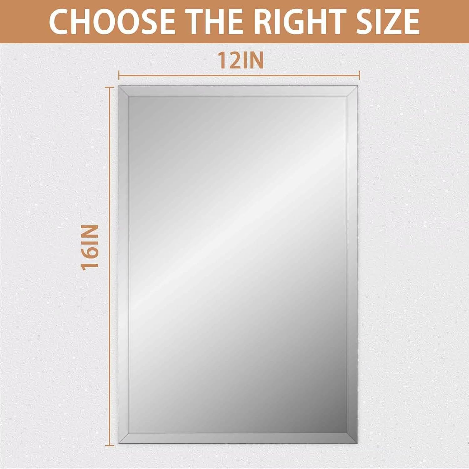 Frameless Mirror for Bathroom Vanity,with Polished Edge,Hangs Horizontally Or Vertically,Entryways,Room,Shatterproof (Z-12x16in)