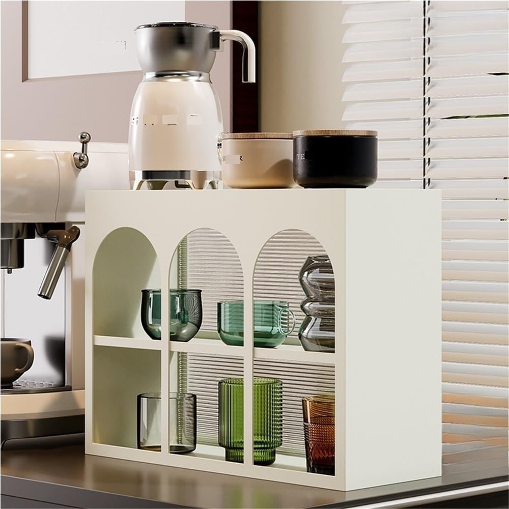 Vintage Coffee Pod Storage Mug Holder Desktop Coffee Station Organizer Shelf Countertop Rack Display Stand Heavy Duty-White