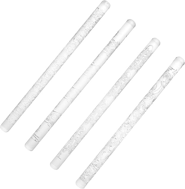 PandaHall 4 Style Embossing Acrylic Rolling Pin 6.3inch Pastry Rolling Pin Roller with Patterns for Baking Fondant Sugar Craft Cookies Cake Decoration