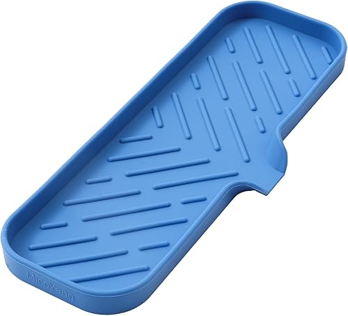 Vista 349 de Jaboneras de baño de silicona con boquilla de drenaje, organizador de fregadero de baño y cocina, soporte para esponja, bandeja de jabón para Gris