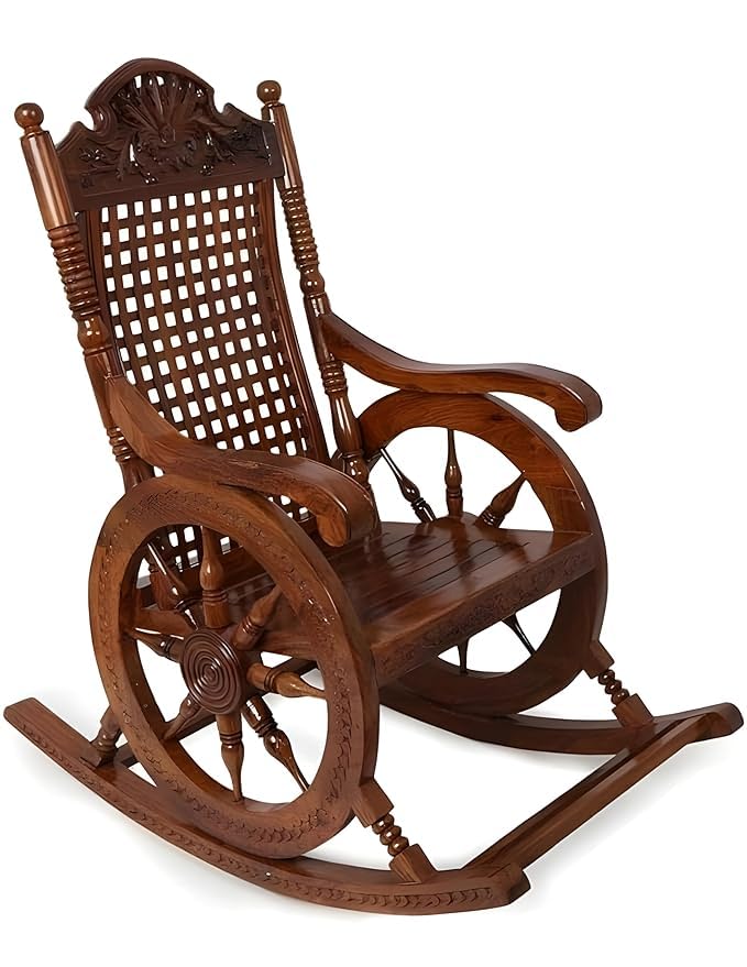 Image of Wooden Rocking Chair for Adults, Living Room Bedroom Relaxing Chair