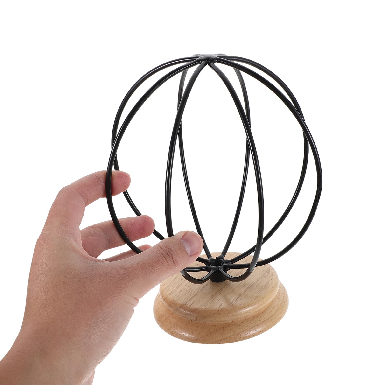 Porte-chapeaux en Métal avec Base en Bois, Support Stable Noir