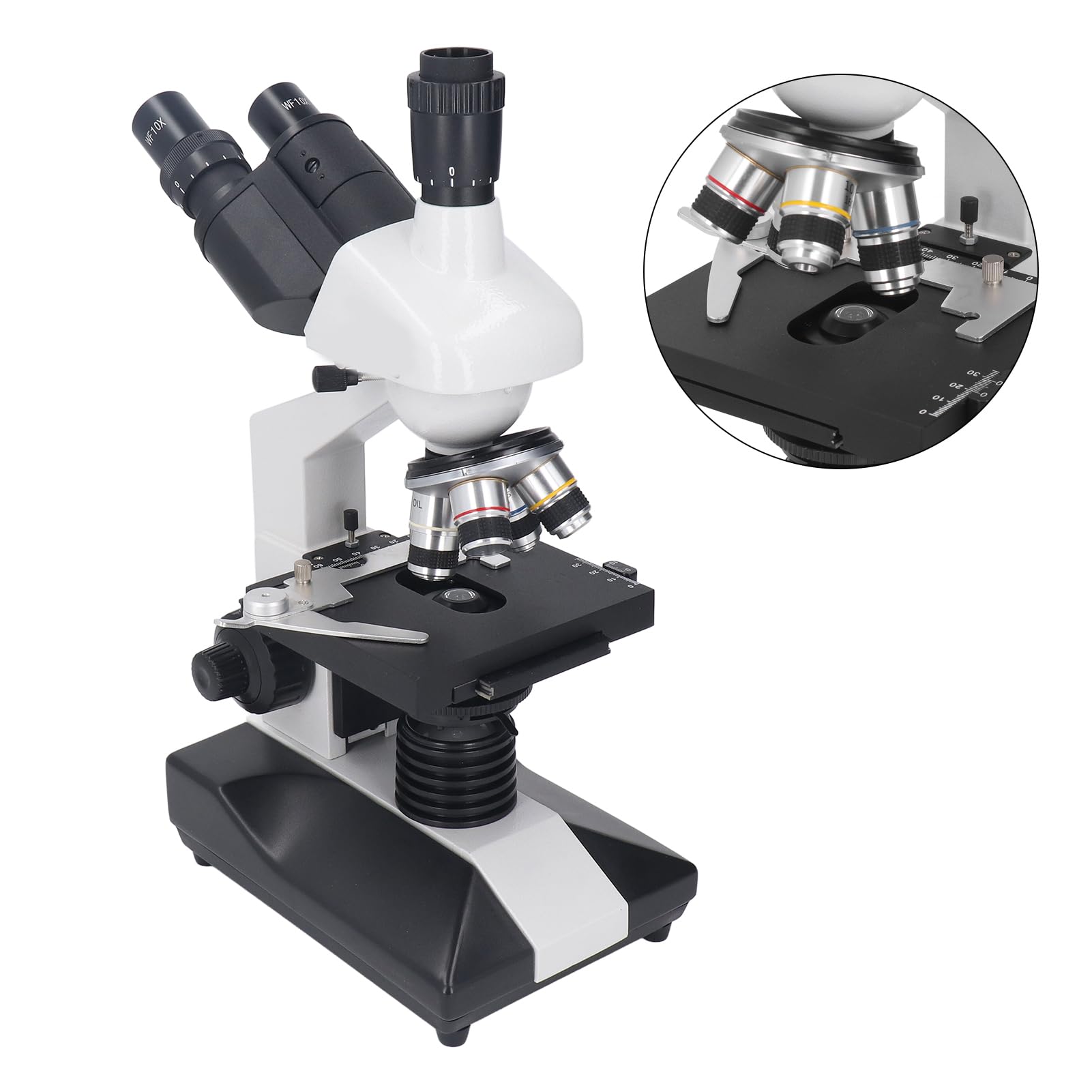 Naroote Microscopio Trinocular de 40X a 5000X, Equipo óptico Profesional de Gran Aumento para Estudiantes de Investigación de Laboratorio