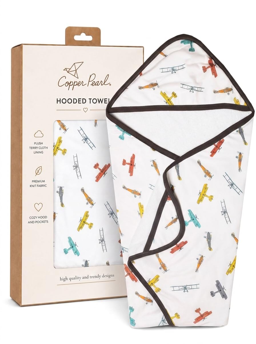 Copper Pearl Hooded Bath Towels Premium Knit/Terry Cloth Baby Towels with Hood, Pockets, and Cool Designs - Great to Gift and Make Bath Time Fun - Baby Bath Towel, Ace