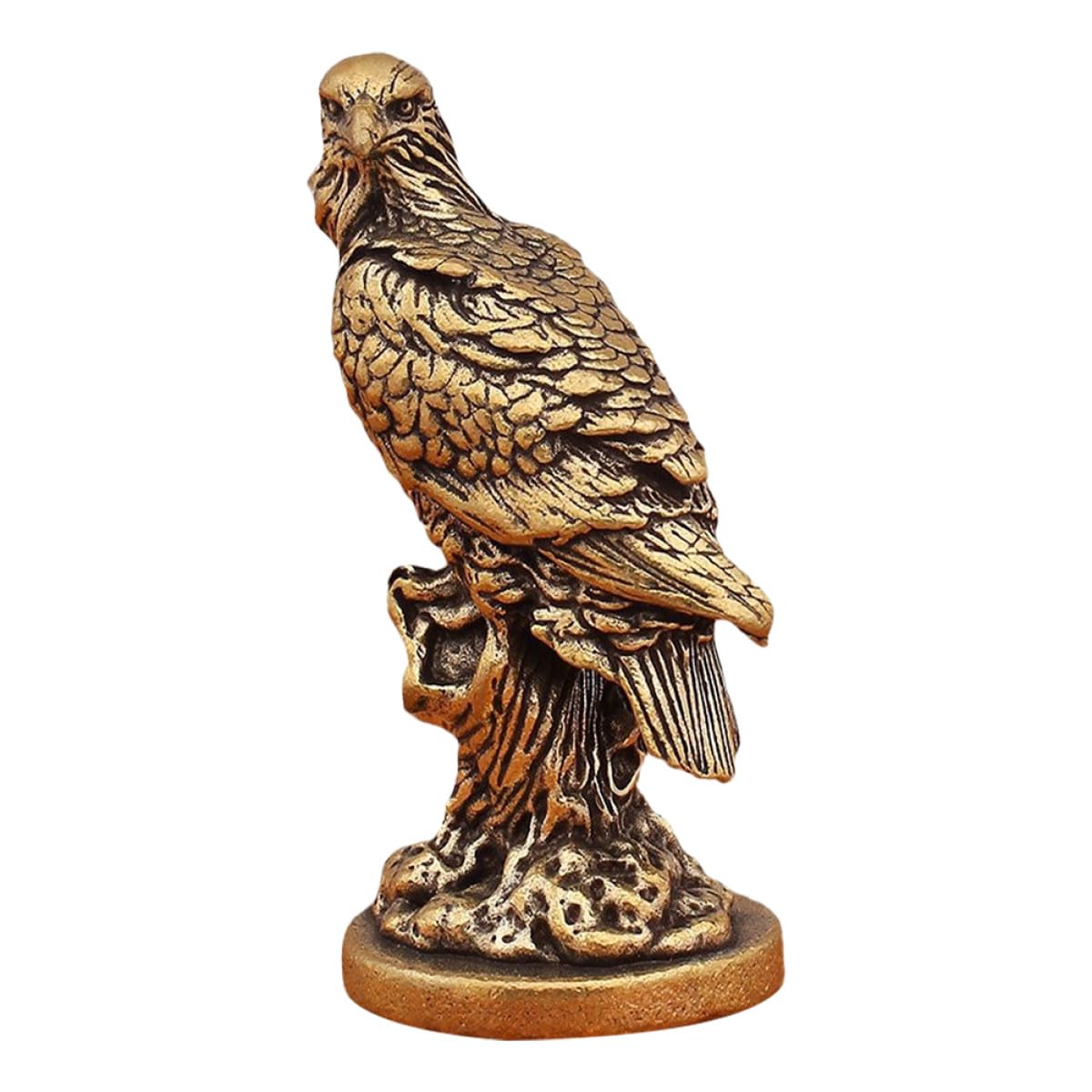 Vintage Brass Eagle Sculpture Figurine, Large Antique-Style Brass Bird Ornament for Tabletop Decor, Patriotic Home and Office Display, Miniature Hawk Statue