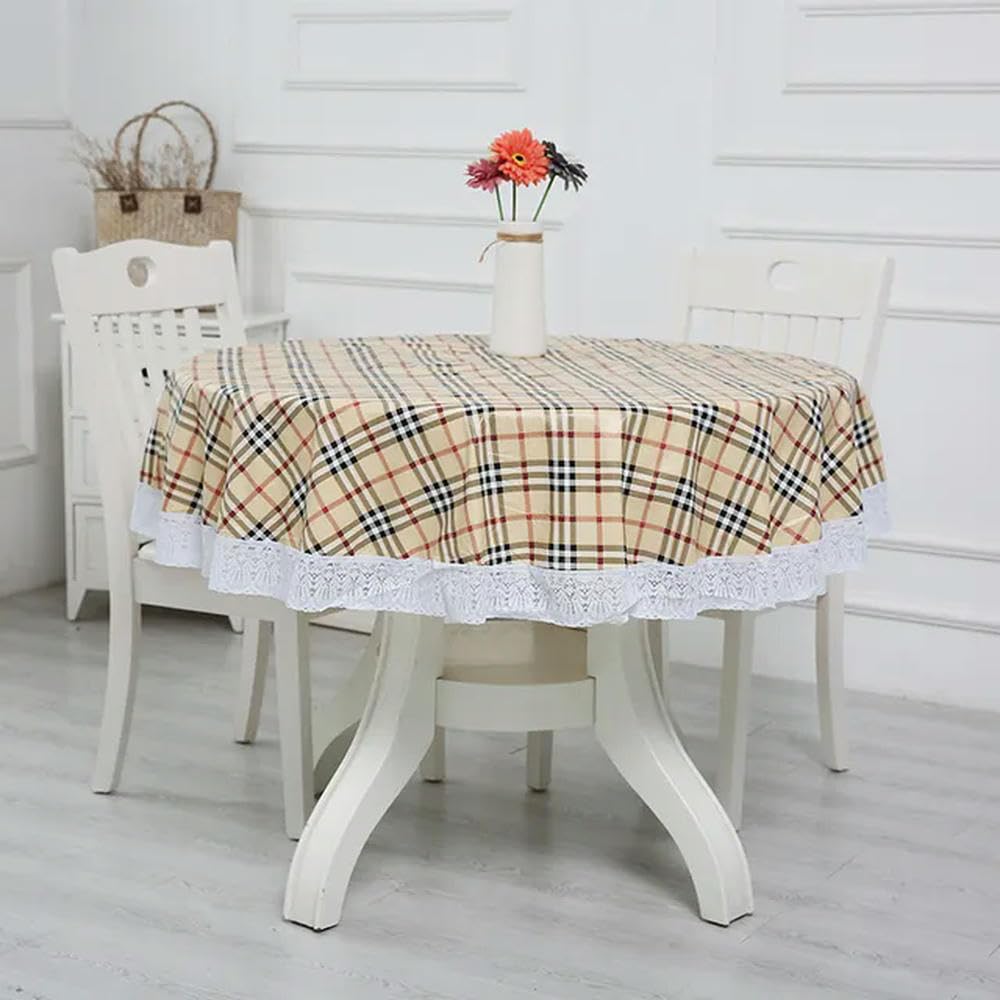 XHBYW 137-200cm PVC Hotel Waterproof and Oil Proof Large Round Tablecloth Hotel Plastic Round Table Cloth Wash Free and Scald Proof Table Cloth