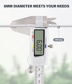Retractable Portable Clothesline, 33Feet 25/6Inch, Sturdy and Durable Easy to Install, Adjustable, for Balcony Yard Camping & Travel