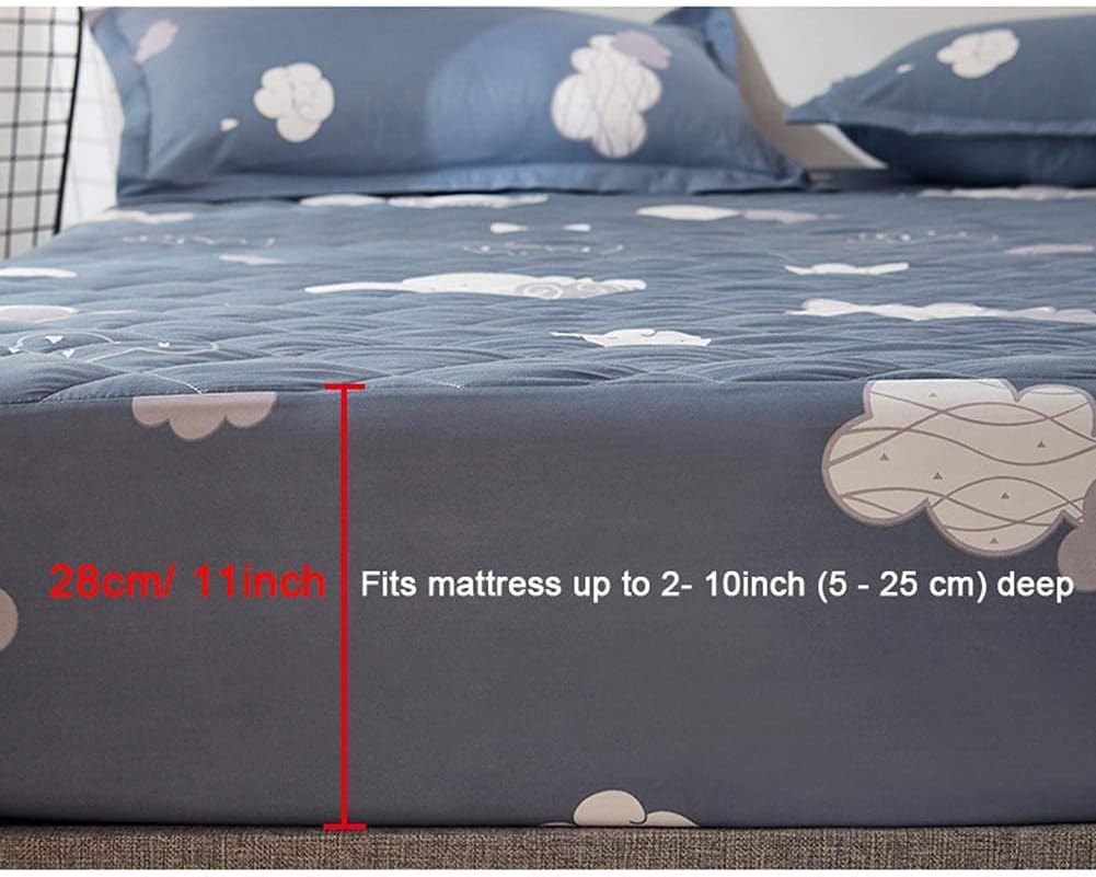 Mattress Cover Quilted Cotton Pad Mattress Cover Soft Mattress Cover for Mattresses Washable from 2 to 10 Inch Depth (K 180 x 200 cm)