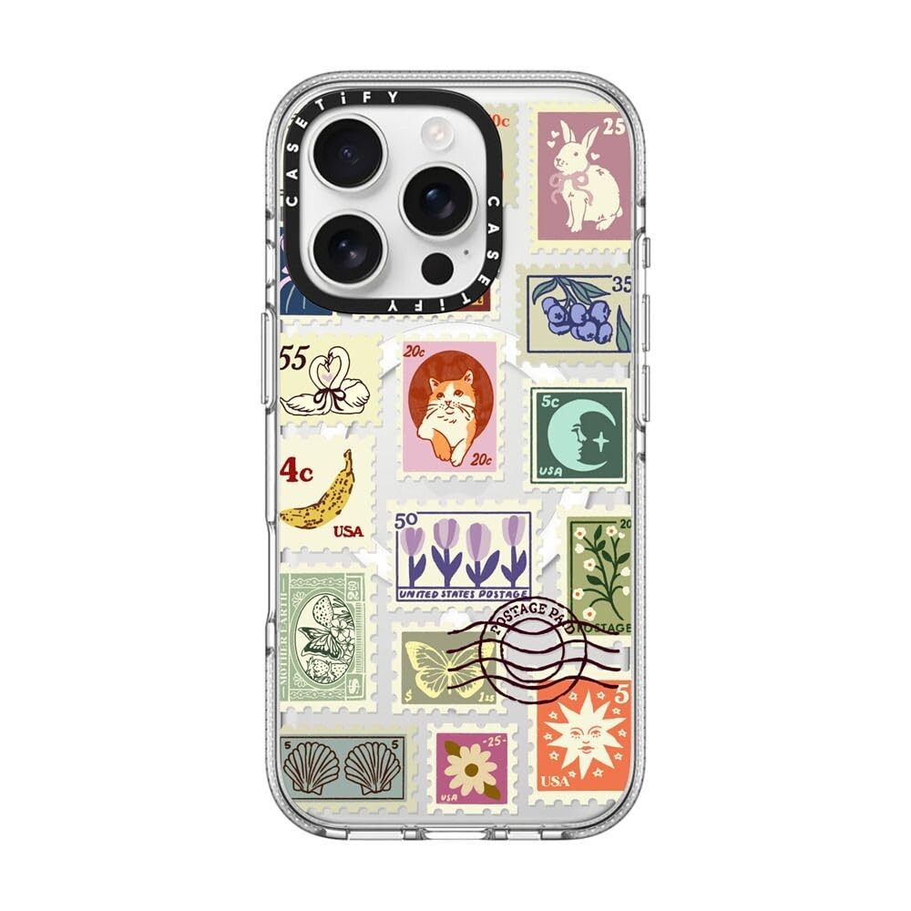 CASETiFY Clear iPhone 16 Pro Case [Not Yellowing / 6.6 ft. 3X Military Grade Drop Protection/Magsafe] - Stamp Collection - Clear