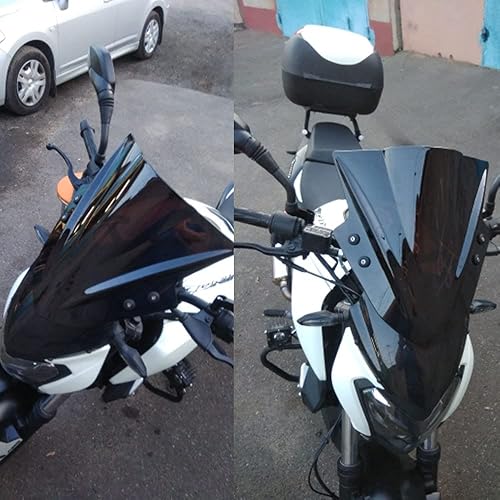 Miniatura 2 de GLoyer Parabrisas de motocicleta con soporte ajustable compatible con Bajaj Dominar Pulsar 200NS Pulsar 180 DTS-i 150 DTS-i (color negro)