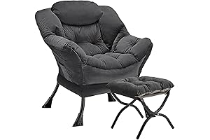 Modern Dark Grey Leisure Bedroom Acr Chair & Ottoman