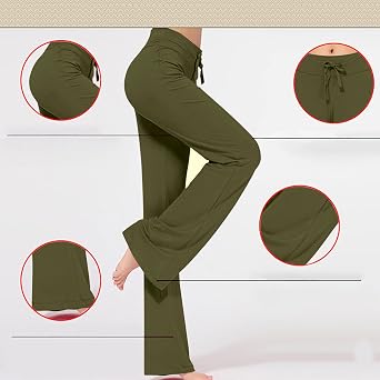 Lastesso Leggings for Women Leggings Comfortable Palazzo Yoga Tights Pants High Wiast Drawstring Relaxed Fit Fall Clothes