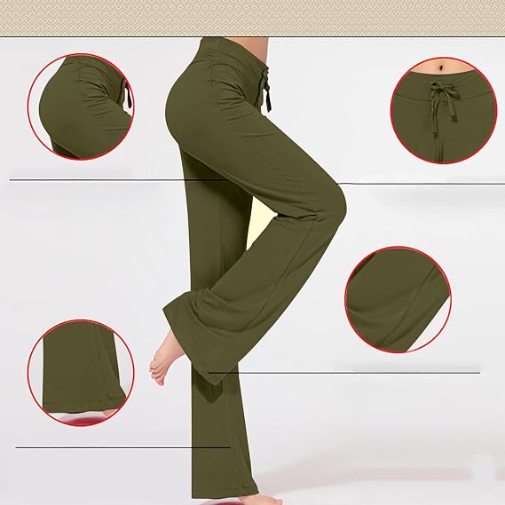 Lastesso Leggings for Women Leggings Comfortable Palazzo Yoga Tights Pants High Wiast Drawstring Relaxed Fit Fall Clothes