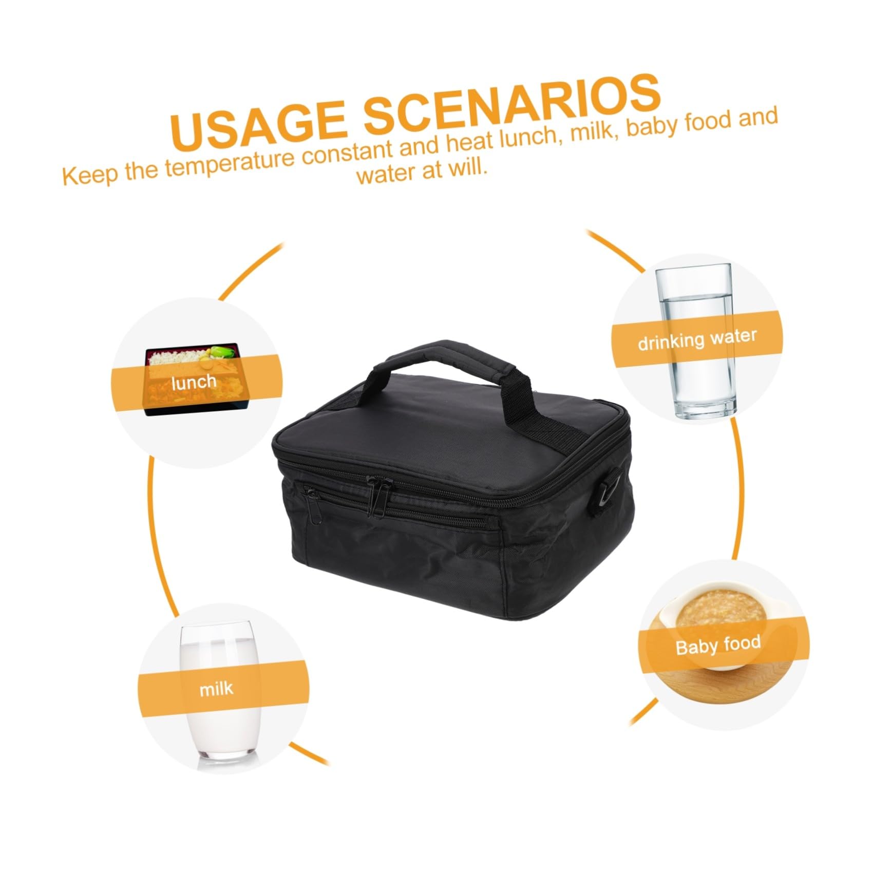 Cabilock Bolsa Térmica para Comida para Coche 12v Aislamiento y Mantenimiento de Temperatura, Material Oxford y Abs, Adecuado para Oficina y Camping