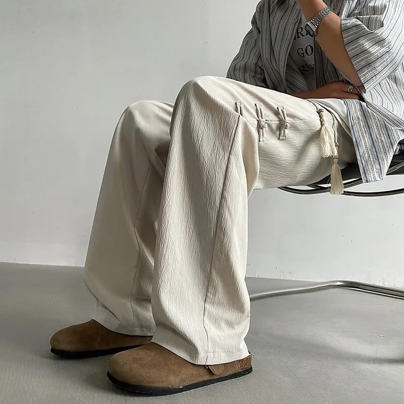 Men's Wide Leg Pants Lightweight Summer Elastic Waist Casual Trousers3