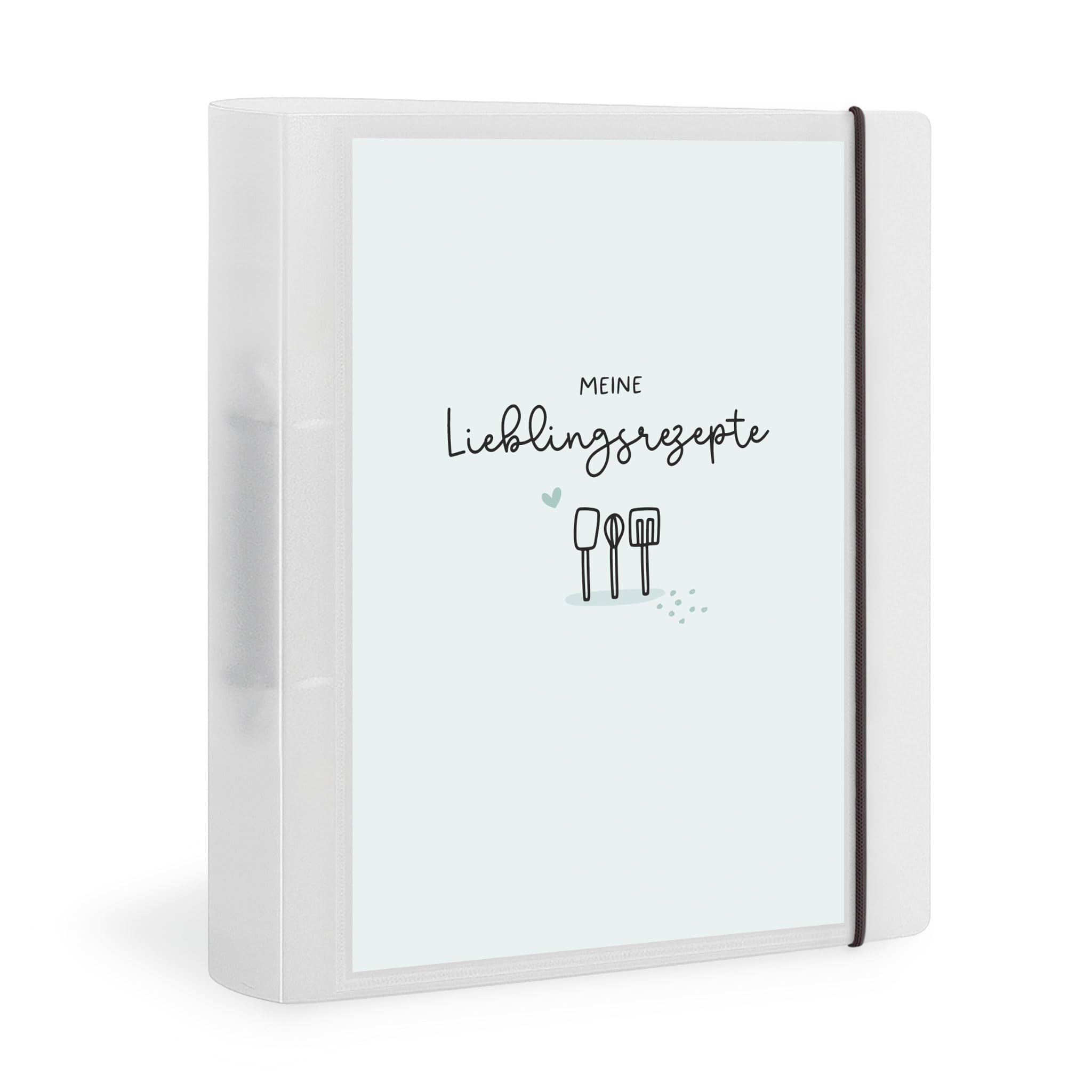 Flexibook Rezeptordner A4 Meine Lieblingsrezepte mint, D-Ring-Mechanik, Gummizug und Transparenter Fronttasche
