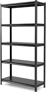 Balloonwalas Premium Heavy-Duty 5-Tier Boltless Steel Storage Rack, 120 kg per Shelf, 182 x 120 x 40 cm, Powder-Coated Metal Shelving Unit for Home, Office, Retail, Kitchen & Clinic (Black)