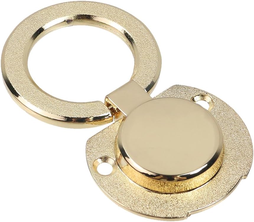 4Pcs Flush Ring Pull Round Recessed Pull Handle Knob Finger Flush Pull Handle Hidden Concealed Modern Plane Cabinet Drawer Door Pull, Zinc Alloy 1.38" Hole Centers, Bright Gold