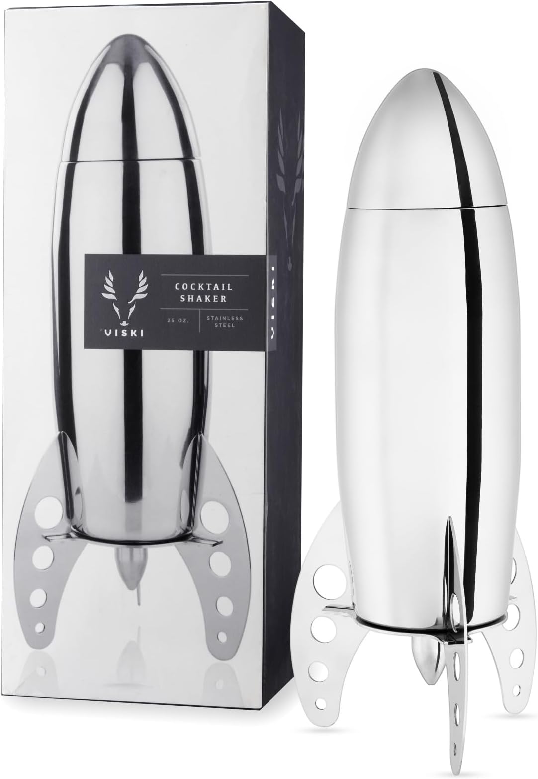 Viski 2809 Irving Rocket Cocktail Shaker, Stainless Steel, Silver