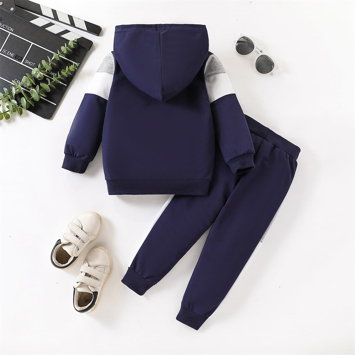 2-6T Toddler Baby Boy Clothes Long Sleeve Hooded Pullover Colorblock Sweatshirt + Pants 2pcs Fall Winter Outfit Set - Image 7