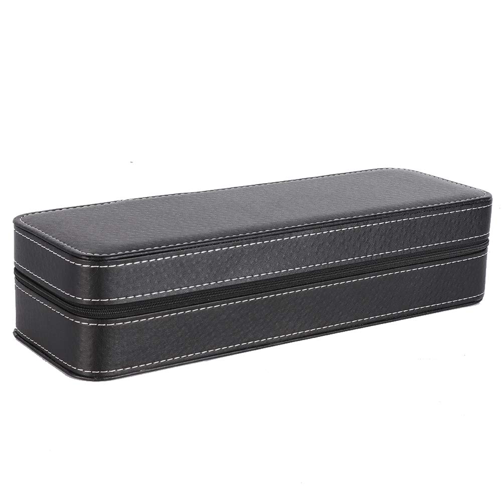 FUZHUI Stylish 6 Slots Watch Storage Box, Display with Hardware Lock Buckle, Soft PU Leather Interior, Material, Durably and Generously Designed for Wristwatches