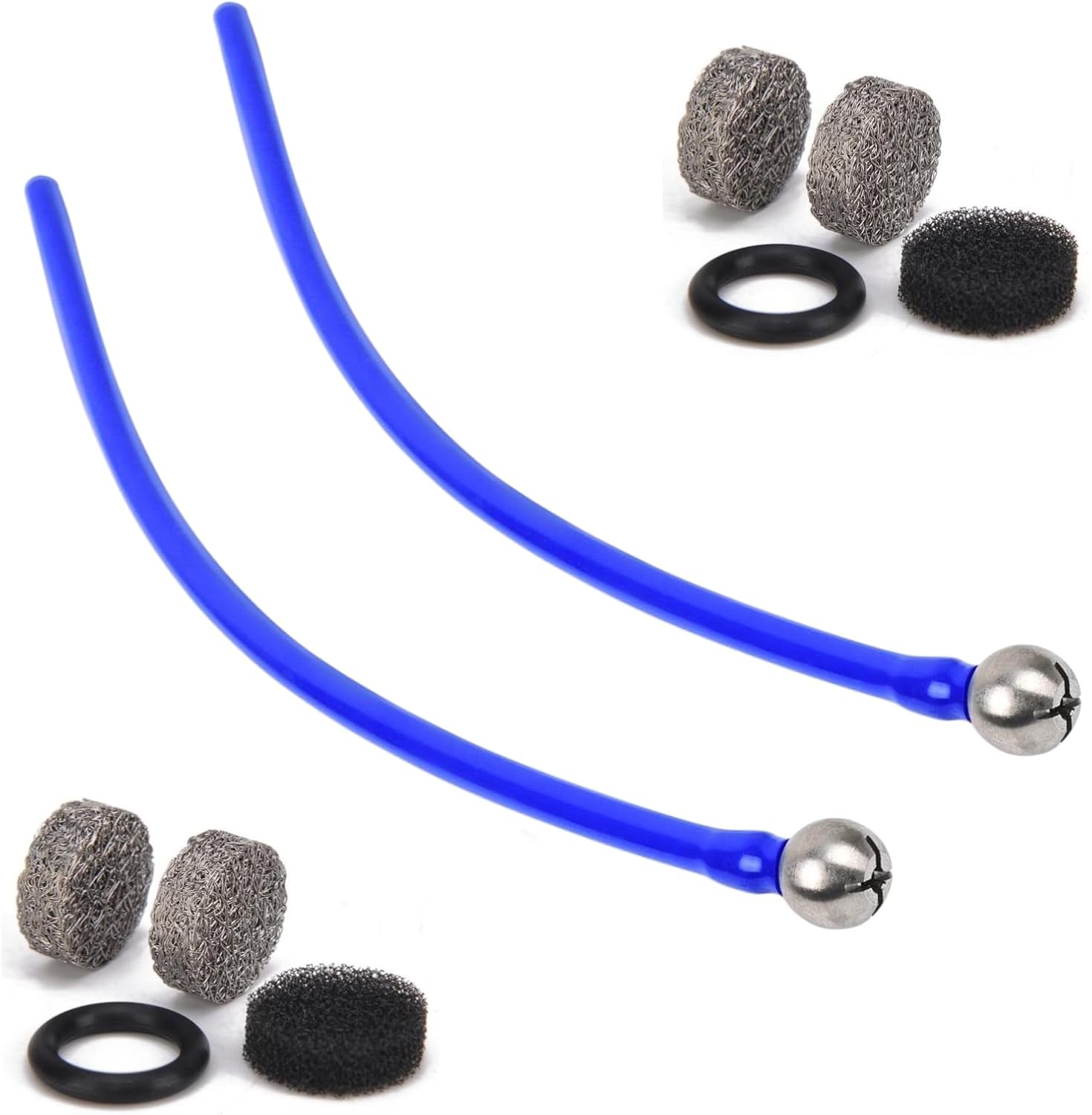 Foam Cannon Replacement Kit – Silicone Suction Tube with 2PCS Stainless Steel Filter Balls & Mesh Filter, Upgraded Copper Connector, Fits Most Foam Lances (Transparent 5.9 Inch)