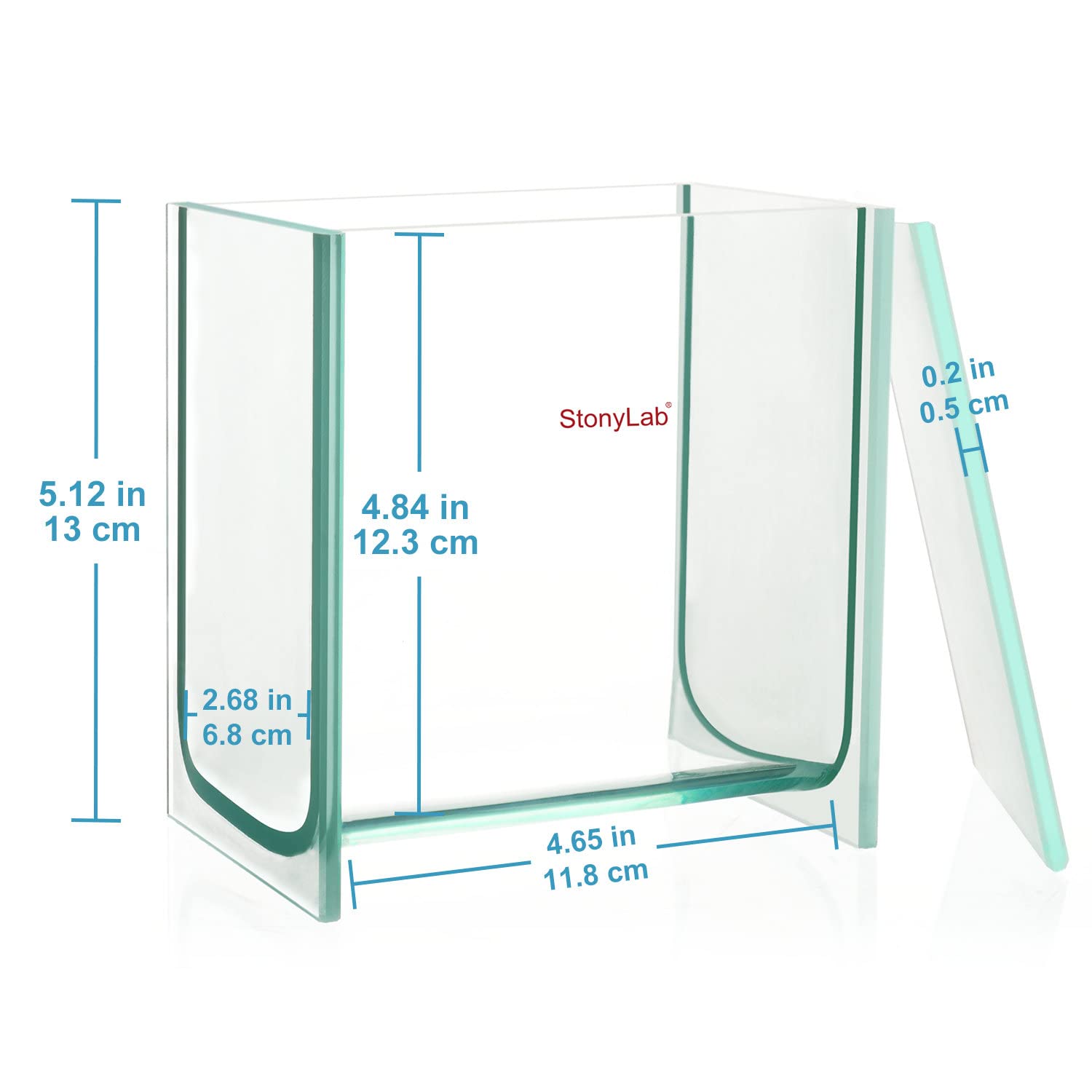 stonylab Serbatoio di Sviluppo TLC, Camera di Sviluppo TLC Cromatografica Quadrata in Vetro Borosilicato Resistente con Coperchio per la Ricerca di Laboratorio, 100 x 100 mm