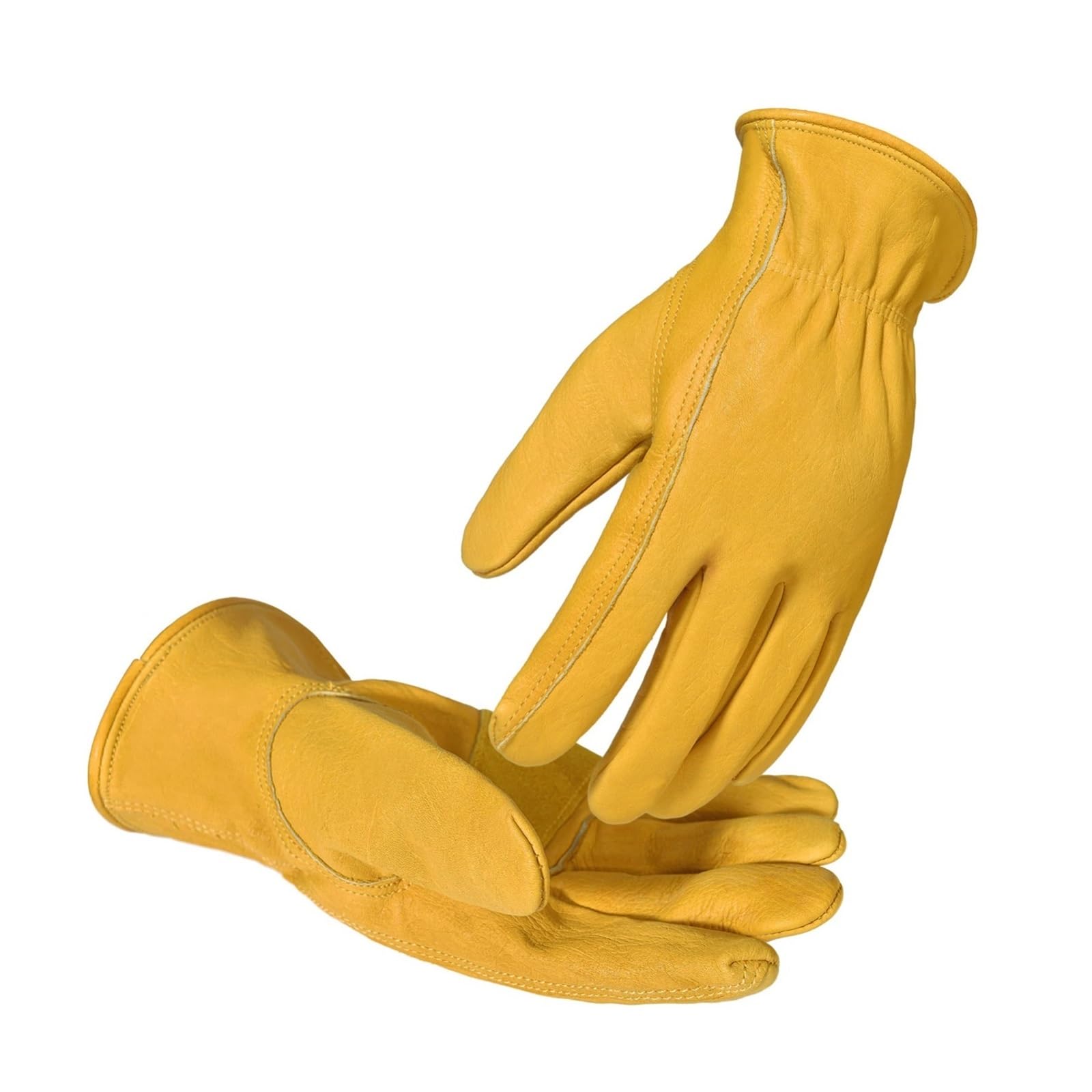 Genérico Guantes de Trabajo Cuero, Guantes Piel Vacuna con muñeca | 1 par de guantes de trabajo, muñeca elástica, para reparación de autos y uso diario, unisex