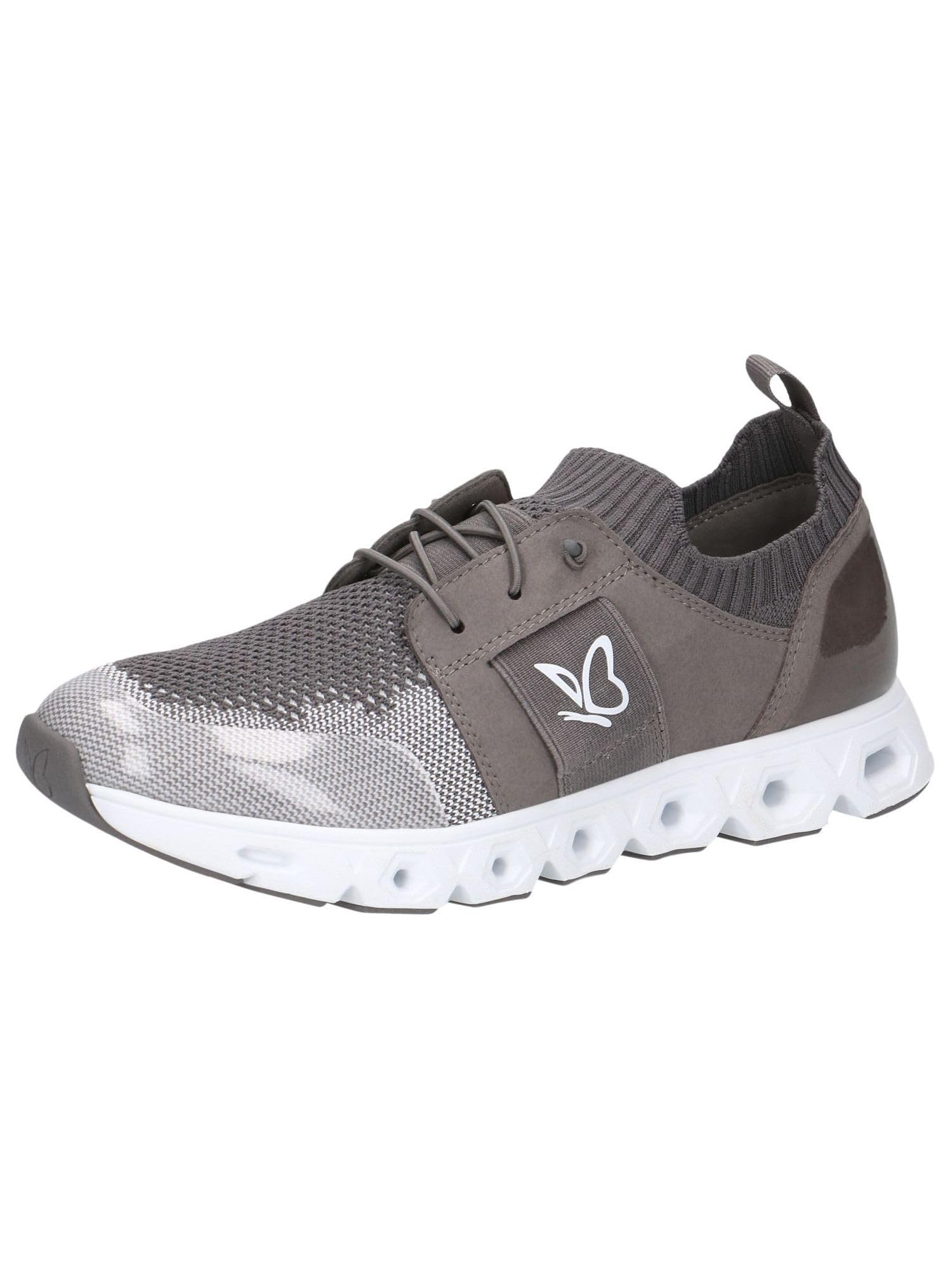 CAPRICE Women's Flat Sneakers with Laces Vegan, Gray (Grey Comb), 7.5 UK