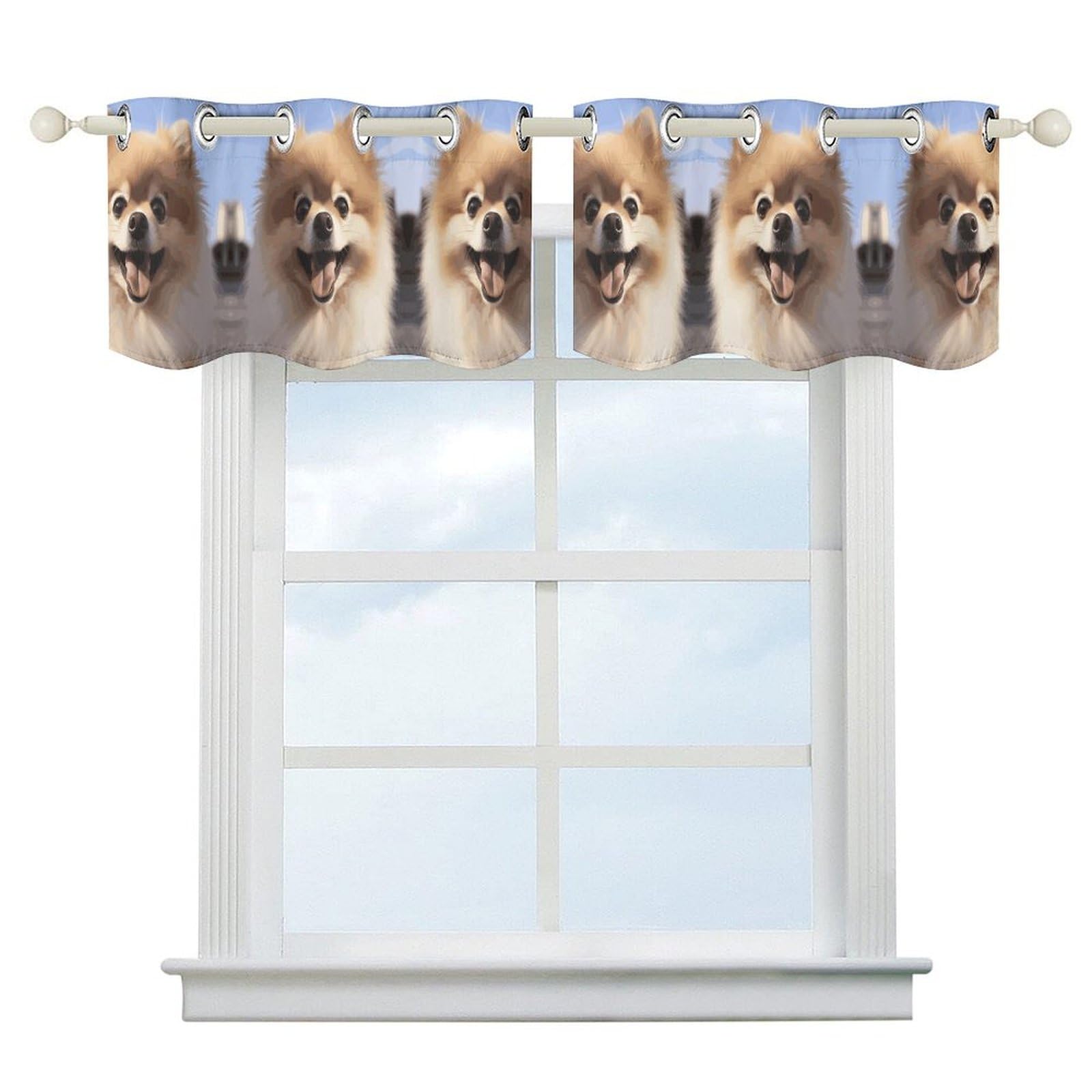 Cantonnière occultante de cuisine design artistique Happy Pomeranian