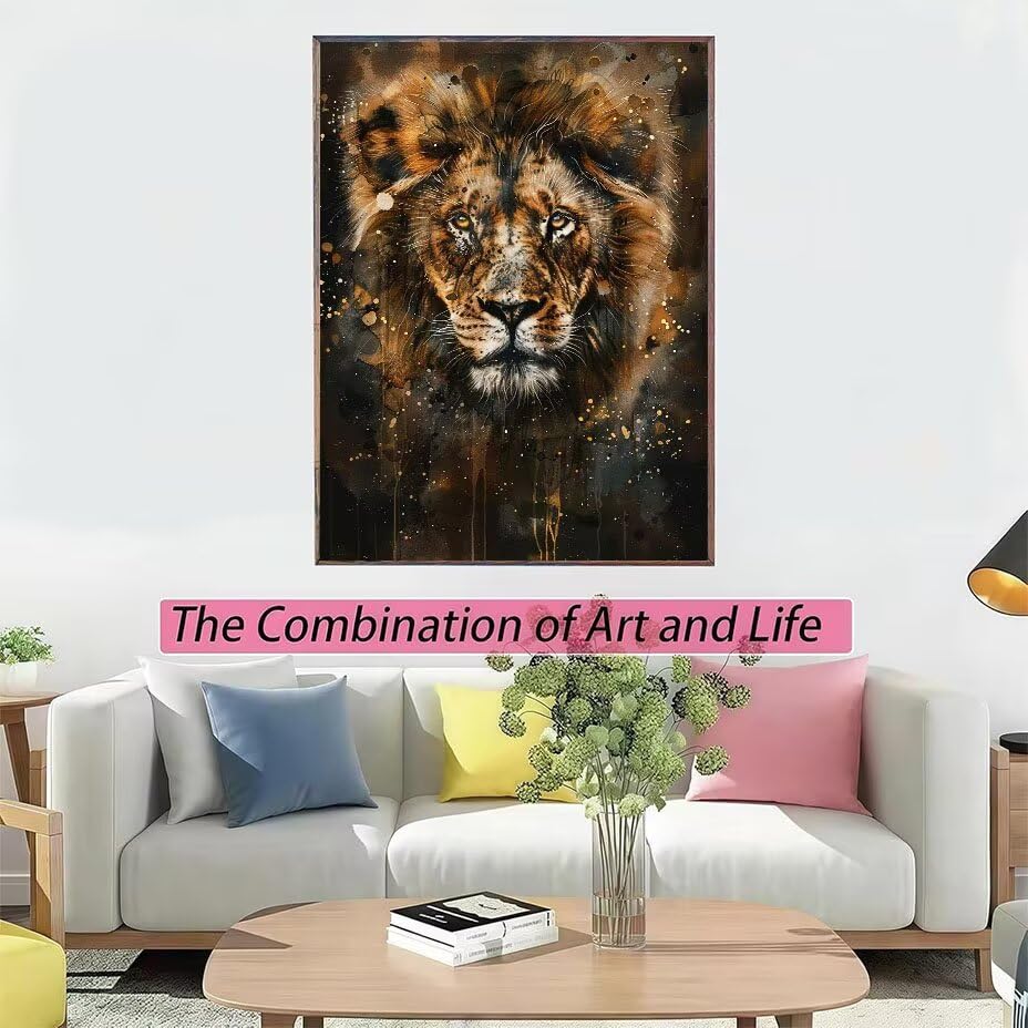Diamond Painting Lion 50x70cm : Kit Complet de Broderie Diamant 5D pour Adultes - 3