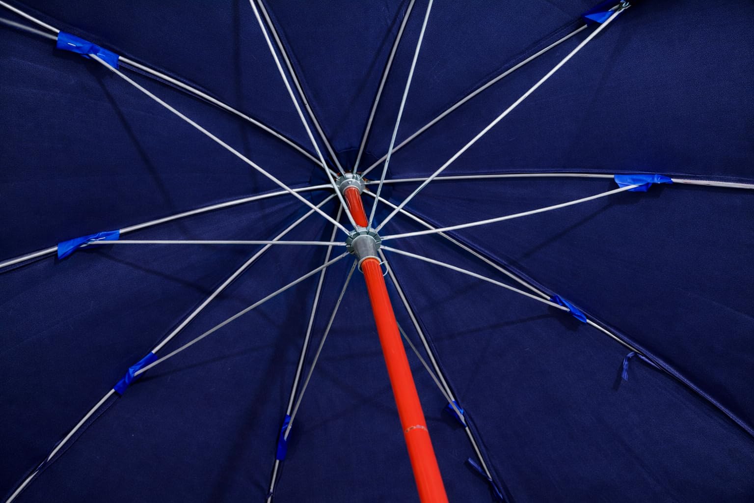 KUMCO Heavy Duty Garden Umbrella | 10 Feet Diameter | 10 Ribs | Round | PU Coated Fabric | Steel Shaft | Manual Push-up | UV Protection | Blue Colour | Base not included 1