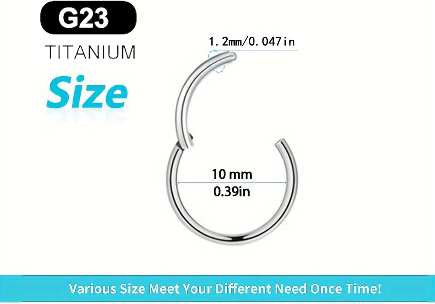 SHOWNICE Conch Piercing Ring Cartilage Hoop Earring Helix Hoop Body Jewelry G23 Titanium, Daith Earrings Septum Piercing Jewelry for Women and Men