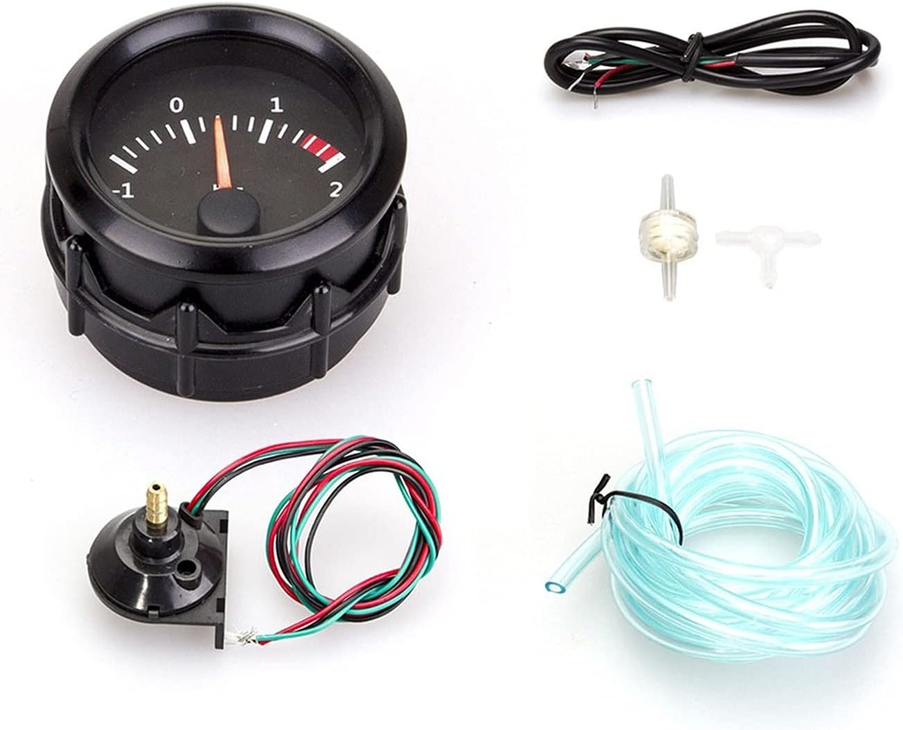 52mm Water Temp Oil Temp Oil Press Voltmeter Vacuum Boost Gauge Air Fuel Ratio EGT Gauge with Sensor Fit for 12V Car (Color : Boost Guage bar)