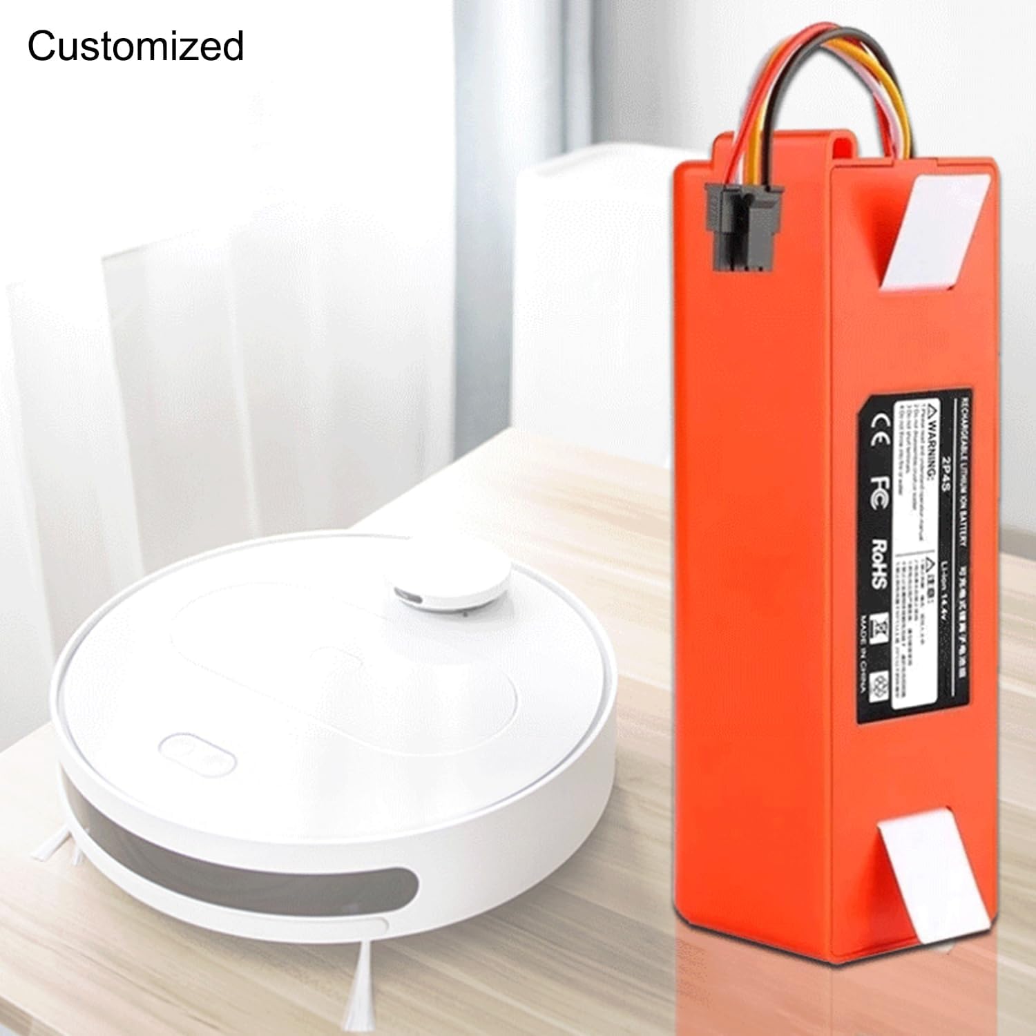 14.4V 6500mAh 5200mAh Li-ion Replacement Battery Rechargeable Battery Pack for Sweeping Robot Vacuum Cleaner Backup Battery 137x45x43mm