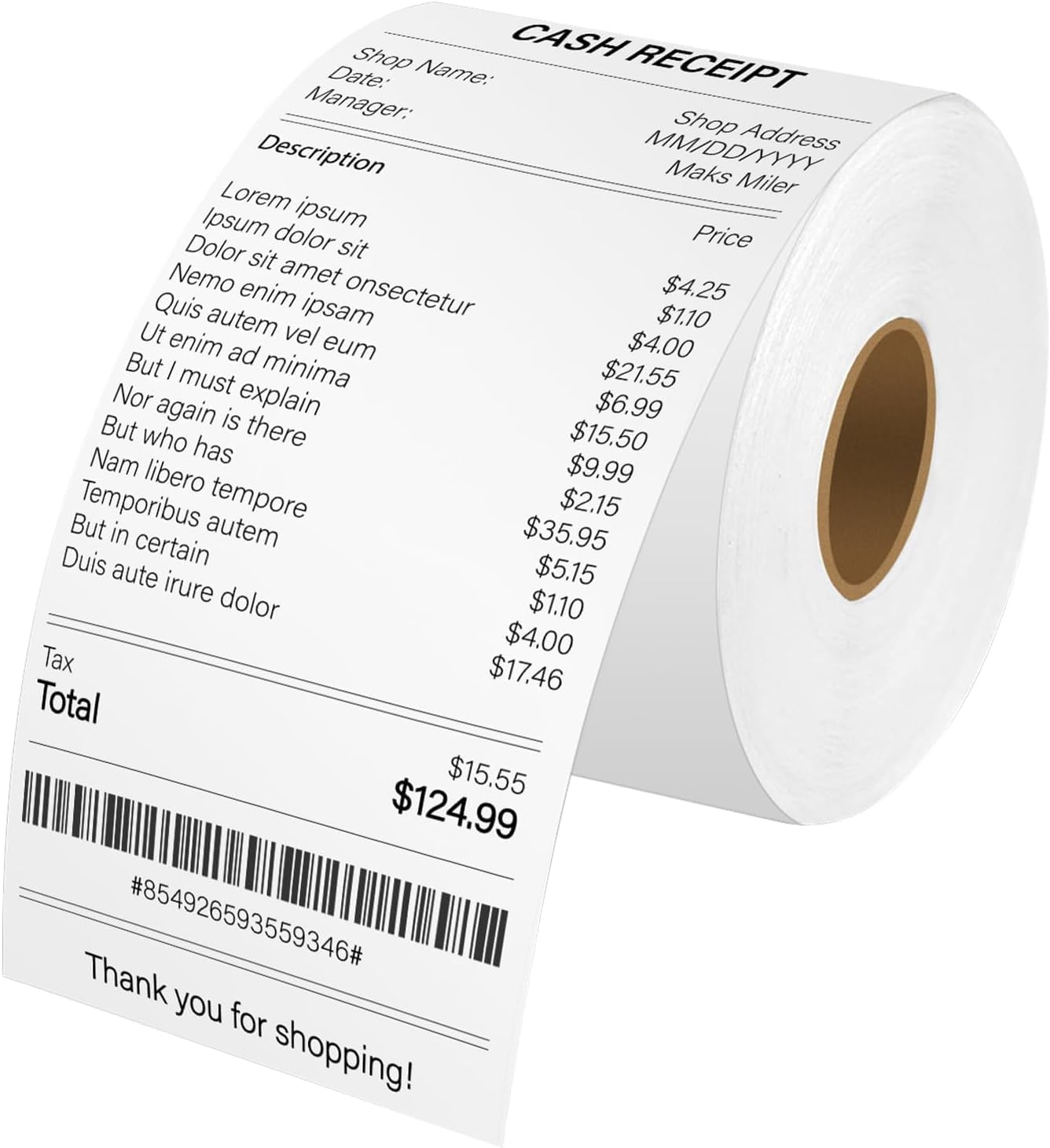 Cruxer Continuous Receipt Roll Paper Compatible for Dymo 30270 A30270 2-1/4" x 249ft (57mm x 76m) Non-Adhesive White Thermal for Label Writer 300 310 320 330 400 Duo 450 Twin Turbo Printer, 1 Roll